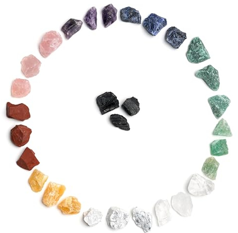 PURAJA All in One Edelstein Set | 1000g | Alle Wasserstein Mischungen selbst zusammenstellen | Je drei Stück von den 10 beliebtesten Edelsteinen | 100% Natursteine