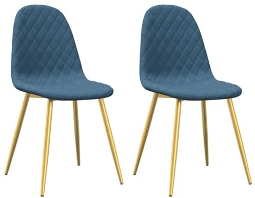 vidaXL 2X Esszimmerstuhl Küchenstuhl Wohnzimmerstuhl Polsterstuhl Stuhl Stühle Essstuhl Sitzgruppe Esszimmerstühle Küchenstühle Blau Samt