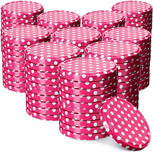 KADAX 100er Set Schraubdeckel TO66 ⌀ 66mm Rosa Gepunktet – Twist-Off Ersatzdeckel für 235-900ml Einmach- & Marmeladengläser | Luftdicht & Spülmaschinenfest