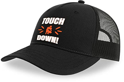 Maikomanija Touch Down American Football Cotton Trucker Cap Curved Visor Netback Hat Atmungsaktives Mesh Sport Top, Schwarz , One size