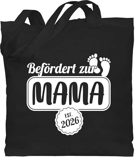 Shirtracer - Baumwolltasche - - Taschen - Befördert zur Mama est Jahreszahl I Aufstieg zur Mutti I Werdende Mutter Geschenk