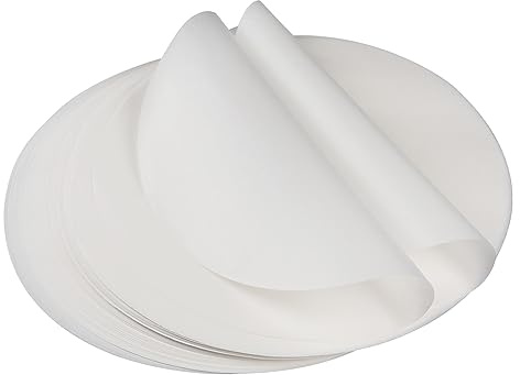 Swawis 150 stycken bakplåtspapper runda, runda non-stick-bakplåtspapper Ø 26 cm, runt BBQ papper, för pannor bakning BBQ pizzakaka luftfritös (vit)