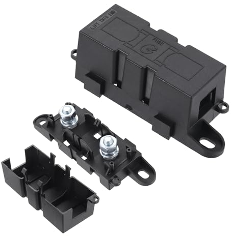 BOWAREPRO 1 Stück Mega Sicherungshalter Set, MEGA Kfz-Sicherungshalter für Mega-Sicherung mit Schutzabdeckung, ANM Bolt-On-Kfz-Sicherung Halter, Schwarz