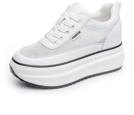 JAOOUU Scarpe da Ginnastica con Zeppa Donna Scarpe da Ginnastica con Plateau Tomaia in Mesh Estivo Leggero da Donna Scarpe Sportive Scarpe Casual alla Moda Sneaker Pelle con Aumentare 8 CM