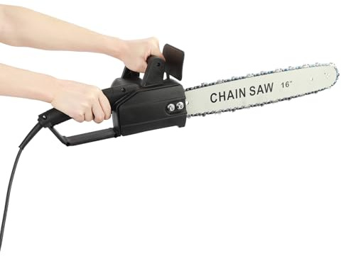 ulafbwur Electric Chainsaw 16-Inch Corded Electric Chainsaw High Hardness Quenched Chain 2.6KW High Power Handheld Chainsaw Woodworking Tools for Trees Wood Cutting Black