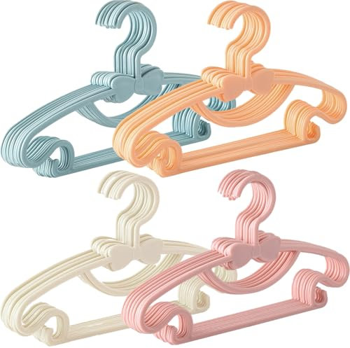 Set di 40 grucce per bambini, 4 colori, lunghezza 28,5 cm, ganci antiscivolo con ganci, progettati per risparmiare spazio, ideali per riporre gli armadi della camera da letto.