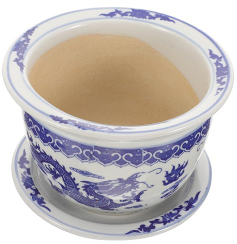 Yardwe 1ensemble Pot De Fleurs Céramique avec Soucoupe Conteneur De Plantes pour Décoration Intérieur Design Élégant Et pour Fleurs Et Plantes Vertes