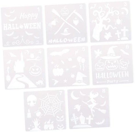 NUOBESTY 8stücke Halloween-malvorlagen Aus Kunststoff Hohlzeichnungsvorlagen Mit Verschiedenen Motiven Hexen-zeichenvorlagen Und Halloween-malschablonen Für Bastelarbeiten Und Dekoration