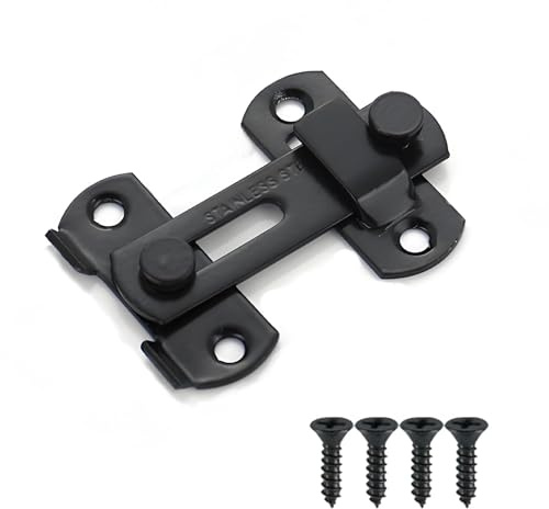 Sliding Black Cabinet Door Latch | 180° Degree Flip Sliding Barn Door Locks and Latches, Bathroom Outdoor Garage Garden, Small Gate Bolt, Black