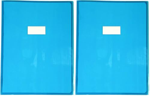 Clairefontaine 73402C - Heftumschlag Calligraphe Cristalux DIN A4+ 24x32 cm, mit Etikettenhalter, Blau Transparent, 1 Stück (Packung mit 2)