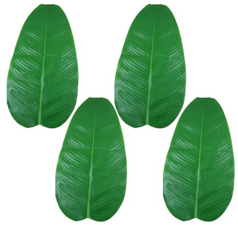 Qsvbeeqj Lot de 4 décorations réalistes en forme de feuille de bananier aux couleurs vives et flexibles pour événement et décoration d'intérieur