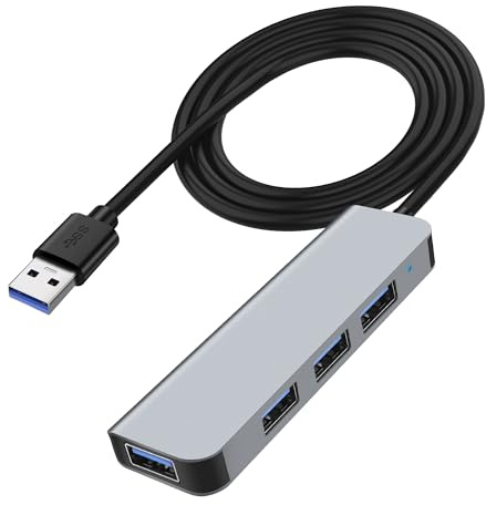 MEIRIYFA USB 3.0 Hub, 4 in 1 USB Hub Splitter Aluminium Extender Hub 1* USB3.0 Port (5Gbps) + 3* USB2.0 Port (480Mbps) für Desktop, Laptop, Flash Drive, PC, Keyboards - 1M