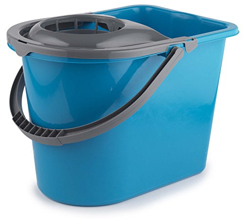 Beldray LA036810TQ Large 14 Litre Mop Bucket – Classic Cleaning Bucket with Detachable Wringer, Carry Handle, Ergonomic Dipped Edge, Lightweight & Portable, Durable Plastic Bucket, Turquoise/Grey
