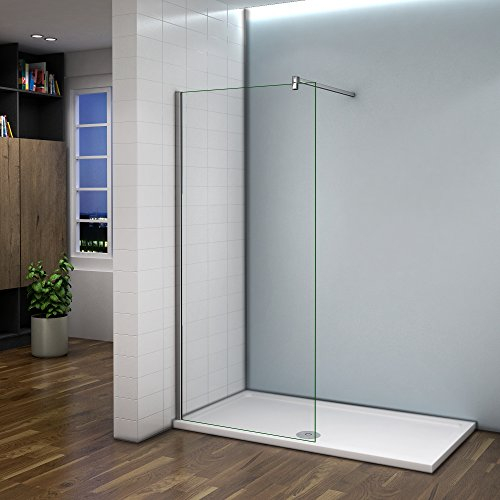 Paroi de douche 60x200cm verre anticalcaire cabine de douche à l'italienne avec barre de fixation 140 cm