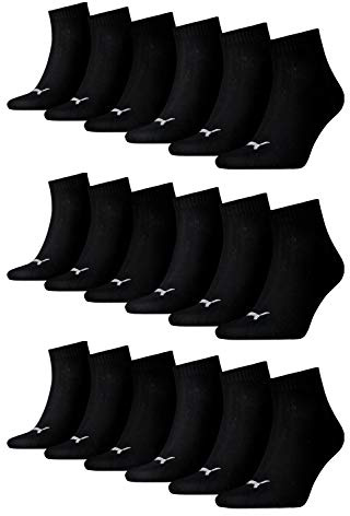 PUMA Unisex Quarters Socken Sportsocken 18 Paar -Black, 43-46