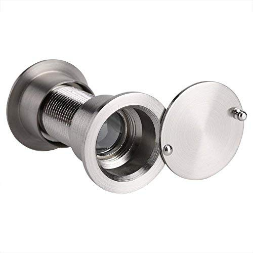 Fdit Safety Door Viewer, Alloy Peephole Door Viewer 28mm Wide Viewing Angle with Heavy Duty Privacy Cover for Home Office Hotel(Brushed Chrome/Green Bronze)