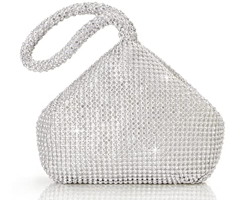 BABEYOND Women's Rhinestone Clutch Evening Bags Sparkly Glitter Triangle Purse for 1920s Party Prom Wedding