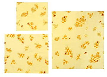 Fackelmann 682980 Emballage alimentaire écologique et réutilisable, Bee wraps, Couvercles en cire d'abeille 3 tailles, Cire d'abeille, 3 formats