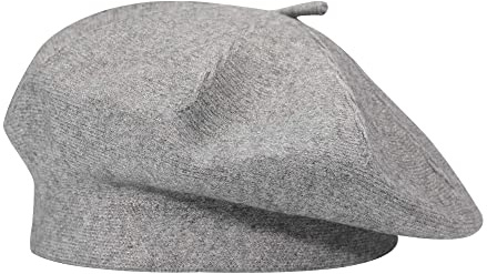 ZLYC Französische Baskenmütze, wendbar, einfarbig, Kaschmir, warme Mütze für Damen und Mädchen