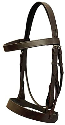 Astile Equestrian Leather Hunter Bridle 1 Inch Noseband With Free Leather Reins (FULL, BROWN)