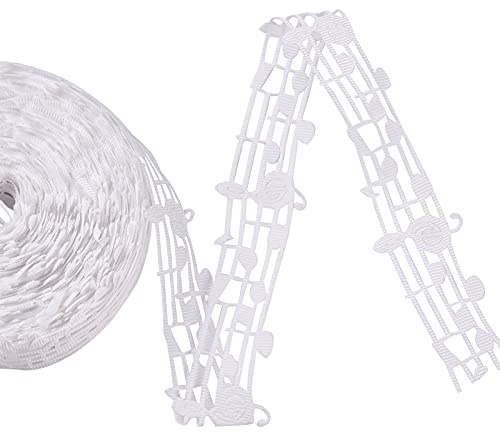 Pandahall 20 Yards Polyesterband mit Musiknoten, hohl, 3,8 cm, Ripsband, Kleidungsbesatz, Zubehör für Geschenkverpackungen, Musikthema, Heim-Party-Dekoration