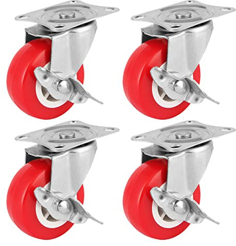 Suwooy 4 STK. Lenkrollen 37mm/50mm/64mm/75mm,Möbelrollen,Transportrollen,PVC Leise Rollen Für Möbel,Fahrbare Schwenkrollen Mit Bremsen,Schwerlastrollen,Für Wagen, Palettenmöbel,4brakes-50mm
