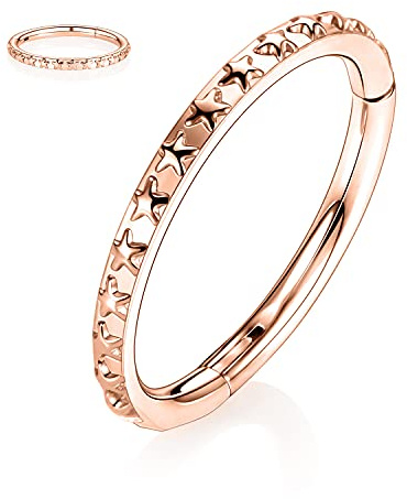 AROWRO Septum Schmuck Daith Knorpel Helix Tragus Rook Ohrringe Septum Nasenring Septum Clicker Daith Helix Rook Tragus Piercing Schmuck 316L Chirurgenstahl 16G 8mm Roségold