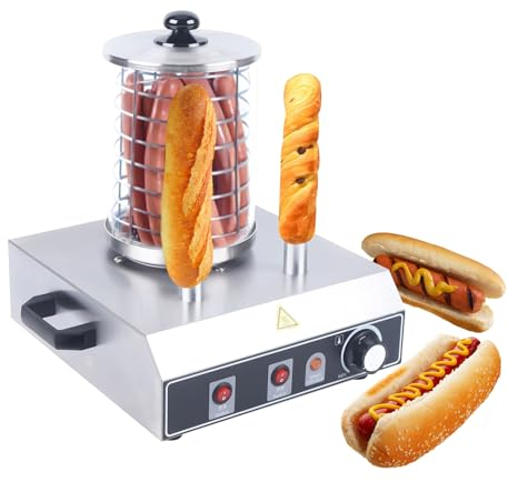SHZICMY Elektrische Hot Dog Wurstwärmer Edelstahl Hotdog Wärme Maschine with 2 Heating Skewers