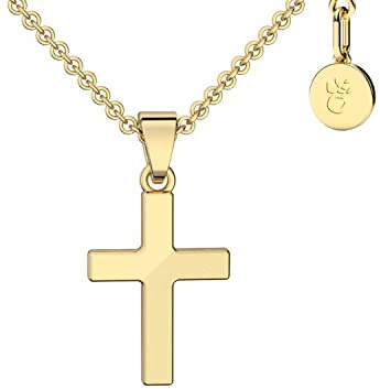 Kreuz Kette Mädchen Gold (333 echt), Kreuz-Anhänger Erst-Kommunion | Kreuzkette Halskette , Kinder-Schmuck Tauf-Geschenk Konfirmation Firmung Geburt Taufe, Goldkette Taufkette