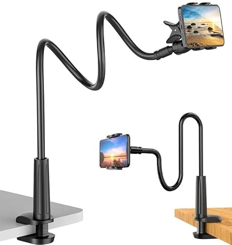 Soporte Movil con Cuello de Cisne 360° - Brazo Flexible y Pinza Móvil para iPhone 16 15 14 13 12 11Pro Max Mini, Samsung, Huawei, Smartphone- Soporte para Telefono Universal Ajustable para Mesa y Cama
