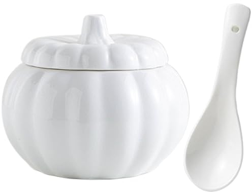YARNOW Suppenterrine Mit Deckel 1 Set Geformtes Keramikgewürz Herbst Ml Behälterform Topf Mit Deckel Zum Servieren Von Kürbis Dessert Terrine Halloween Zum Kochen Von Weißes Für Diplöffel