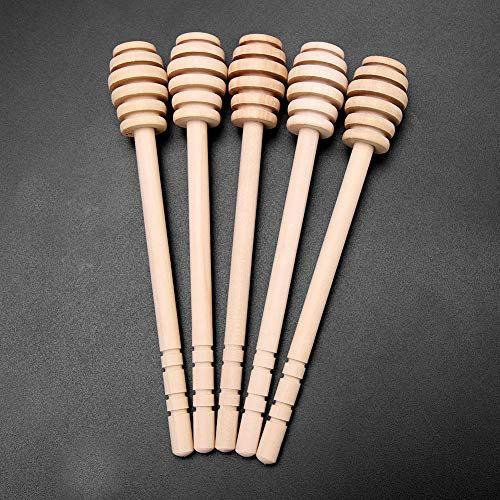 24Pcs Wooden Honey Dripper Honey Sticks Server Jam Syrup Drizzler Stirring Rod Kitchen Gadgets (16cm)