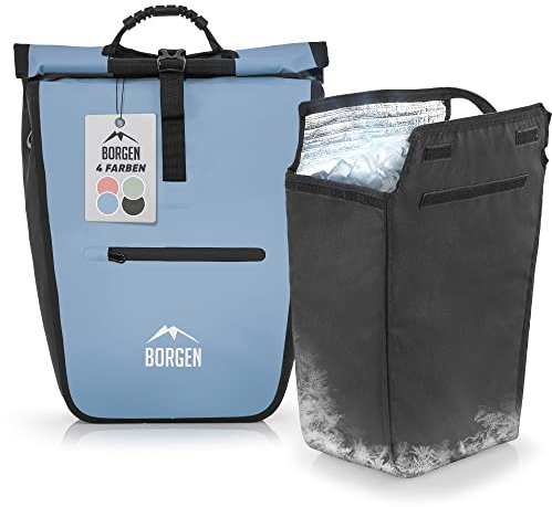 Borgen Bolsa de Compra para portaequipajes con Inserto refrigerante extraíble – Puede Utilizarse como Bolsa alforja, para Bicicleta, de Transporte 23 litros