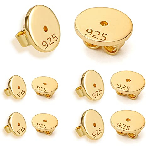 Gold Earrings Backs, 4Pairs Flat Ear Backs Replacements for Studs Posts | Hypoallergenic Studs Posts Stoppers Safety Secure Replacement Butterfly Backings Earrrings Supply Finding Jewelry Making Set