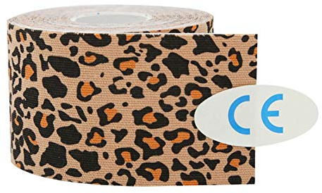Elastisk kinesiologitejp, självhäftande muskeltaping för stressminskning med leopardmönster sporttejp for fitness, träning, maraton, tennis, yoga