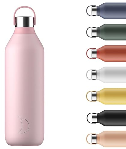 Chilly's Gourde Series 2 - Bouteille Isotherme en Inox avec Collerette Souple & Anse - Thermos pour Boissons Chaudes & Froides - Étanche, Sans Condensation - Blush Pink, 1000ml