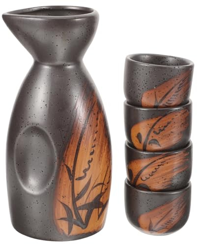 ifundom 1 Ensemble Tasse à Saké Japonaise En Céramique Ensemble De Soju Coréen Tasse De Vin De Riz Pot à Saké Service à Saké Traditionnel Tasse à Thé Japonaise Flacon Porcelaine Commercial