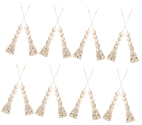 16st Hängende Baumwollseildekoration Bauernquastenperlen Boho-Ornamente Weihnachtsbaum Hängende Verzierung Boho-weihnachtsschmuck Kleiderbügel Holz Europäisch Und Amerikanisch
