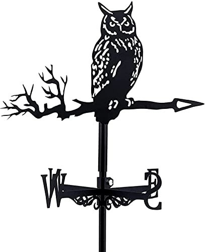 Windfahne, Wetterfahne, kreative Eule auf dem Ast, Skulpturen, Windrichtungsanzeiger, Eisen-Windfahnen-Beschichtung, Häuser, Bauernhof, Terrasse, Rasen, Garten, Wetterfahnen