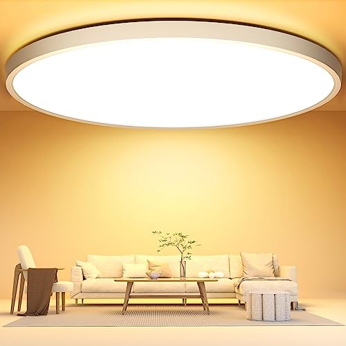 OUILA Deckenlampe Led Deckenleuchte Flach Rund - Ø40CM 36W 3600LM 3000K Warmweiss Led Deckenlampe Wohnzimmer 2,4CM Utra Dünn Led Lampe Decke für Küche, Schlafzimmer Badezimmer Kinderzimmer Modern Rund