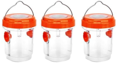 Yominerr Trampa para Avispas Colgante con Energía Solar, Trampa para Avispas con Luz LED UV, Trampa para Avispas Reutilizable Naranja