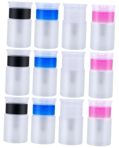 Baluue 12stücke Nachfüllbare Kunststoffpumpflasche Multifunktionale Dispenser Für Kosmetik Reise Und Nagelkunst Transparent Blau Und Schwarz Leicht Und Auslaufsicher