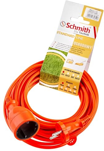 Schmith Prolunga elettrica 30m con cavo in gomma resistente, sezione 2x1 mm², 2500W, ideale per alimentare utensili elettrici e attrezzi da giardino, perfetta per uso domestico e officina.