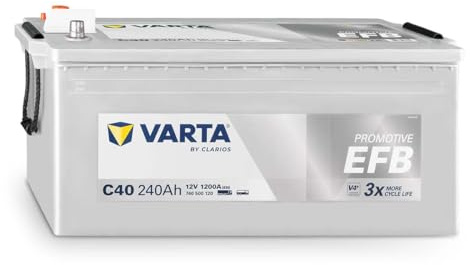 VARTA ProMotive EFB (C40) 12V 240Ah 1200A - Robuste Nassbatterie für Nutzfahrzeuge vibrationsresistent - Starterbatterie für KFZ mit erhöhtem Energiebedarf - Bleisäurebatterie mit Hotel-Funktionen