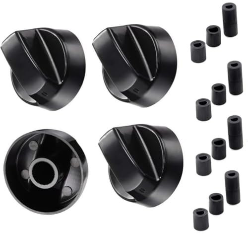 Zwenjuan Schaltknöpfe,4 Stück Drehknopf Herd Drehgriff Knebel 42mmØ mit 6mm Adaptern,Drehknopf Herd,Herdknöpfe Knöpfe Schalter,für Herd Kochfeld Backofen Gasherd,schwarz