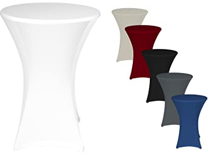 TexDeko® 5er-Set Stretch Stehtischhusse für Bistrotisch Ø 80-85 cm Weiß | Öko-Tex Siegel strapazierfähig verstärkte Fußtaschen bügelfrei waschbar