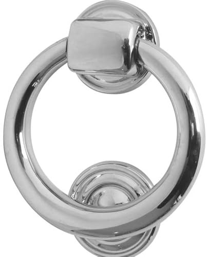 Eleganter, polierter Chrom-Ring-Türklopfer – 100 mm Durchmesser – externer Klopfer für den Außenbereich