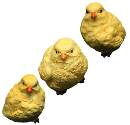 Yardwe 3stücke Miniatur-kükenfiguren Aus Kunstharz Kleine Mini-küken-statuen Entzückende Mini-Tier-skulpturen Für Schreibtisch Und Garten-Dekoration