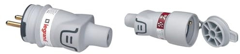 LEGRAND - Fiche mâle avec terre Plexo plastique IP44 - gris avec Fiche femelle avec terre 16A plastique avec volet de protection Plexo IP44