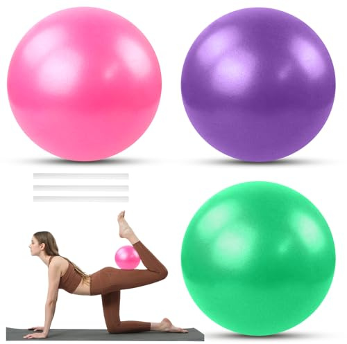 3 Pezzi Palla Pilates Piccola, 25cm Palla Fitness per Pilates, Pallas da Pilate, Palle da Yoga con Cannuccia Gonfiabile, Palle da Ginnastica per Yoga, per Esercizi, Stretching, Esercizi Addominali